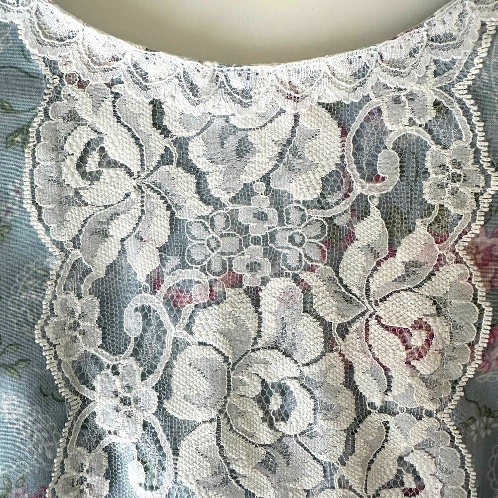Vintage 80s Gunne Sax by Jessica McClintock Floral Lace Bow Midi Dress Size 9/10 - Picture 8 of 11